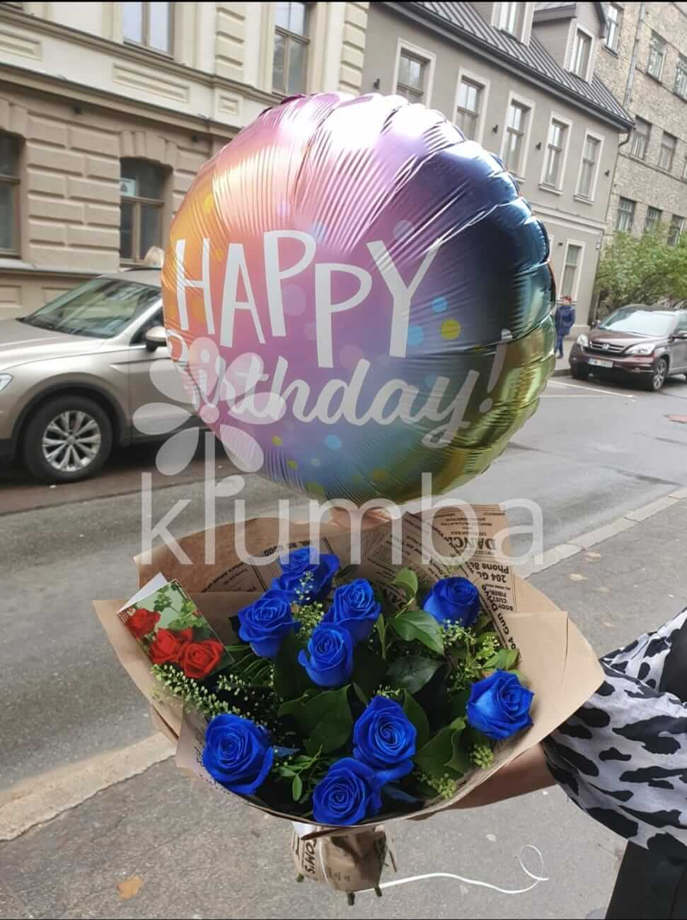 Deliver flowers to  (blue roses)